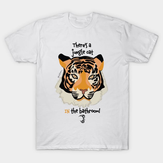 Jungle Cat In The Bathroom T-Shirt by Frannotated